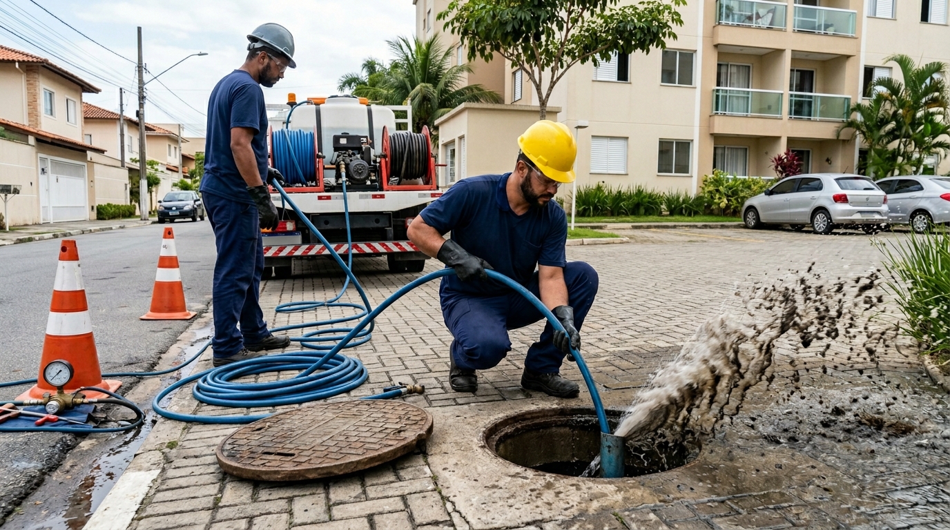 Desobstrução com Alta Pressão em Jundiaí‑SP